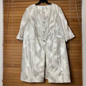 Danillo Woman Two Piece Long Jacket and Dress Suit Set Champagne Formal Sz 22W